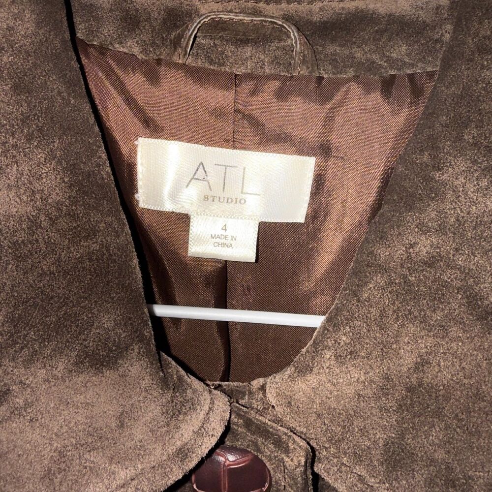 Atl Studio Collared 4 Button Suede Jacket - Brown… - image 5
